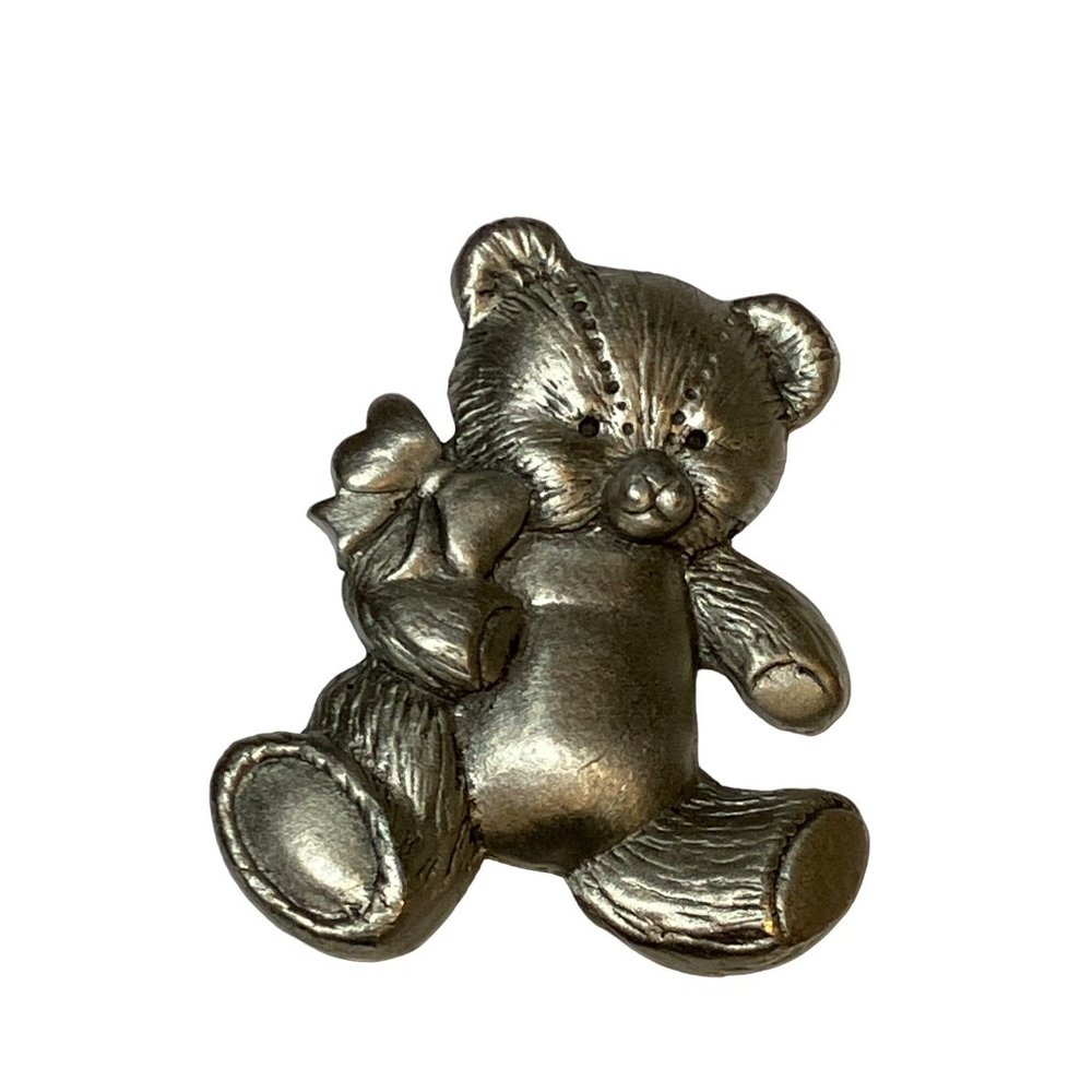 Teddy Bear Pewter Jewelry Pin Brooch Vintage